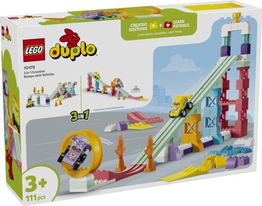 LEGO DUPLO 10478 3 vienu metu kūrybinės rampos su transporto priemonėmis