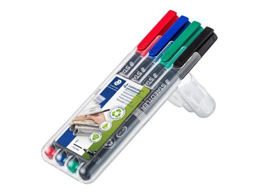 STAEDTLER Lumocolor 318 Highlighter Must Sinine Roheline Punane