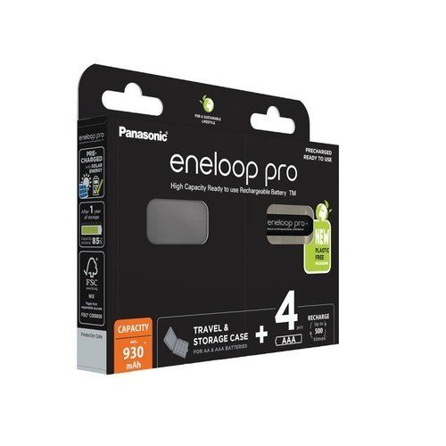 Rechargeable batteries PANASONIC ENELOOP PRO AAA 930 mAh 4 szt + case