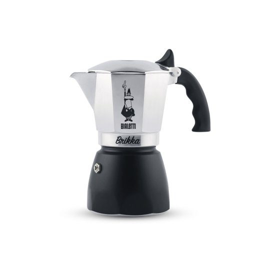 Bialetti Brikka Moka-pott 0,17 L must, roostevabast tähestikku