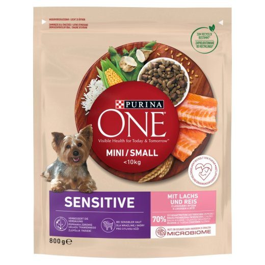 PURINA One Mini/Small Sensitive Salmon, rice - kuiv koeratoit - 800 g
