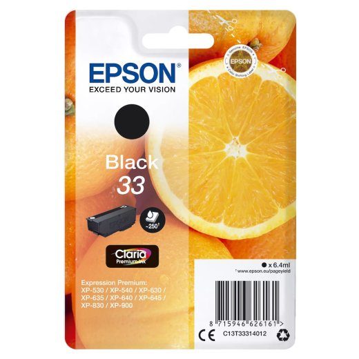 Epson 33 Must 250-lehekülje Tint C13T33314012