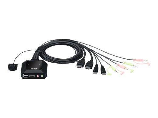 Aten 2-portiline USB 4K HDMI kaabel KVM-lüliti kaugjuhtimispordiga CS22H-AT