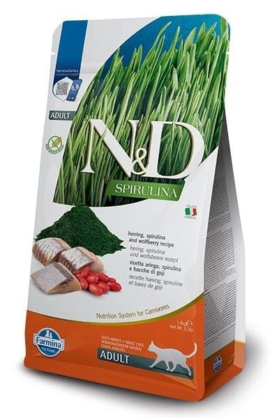 FARMINA N&D Spirulina Herring - kuiv kassatoit - 1,5 kg