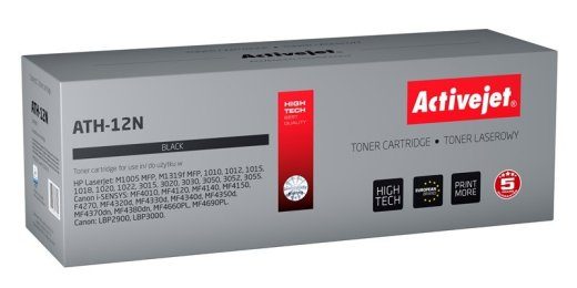 Activejet ATH-12N Toner (asendaja HP 12A Q2612A, Canon FX-10; Supreme; 2000 lehe; must)