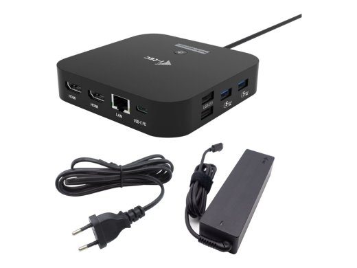 I-TEC USB-C Dual HDMI DS 2xHDMI 1xLAN 2xUSB-A 3.2 2xUSB 2.0 1xUSB-C Gen2 1xUSB-C Gen1 1xAudio/Mikrofoni pesa 1x100W USB-C PD+Laadija 100W
