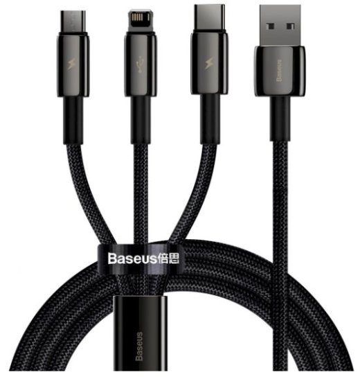 Baseus 3in1 Tungsten Gold USB Micro USB / USB-C / Lightning kaabel 1.5m