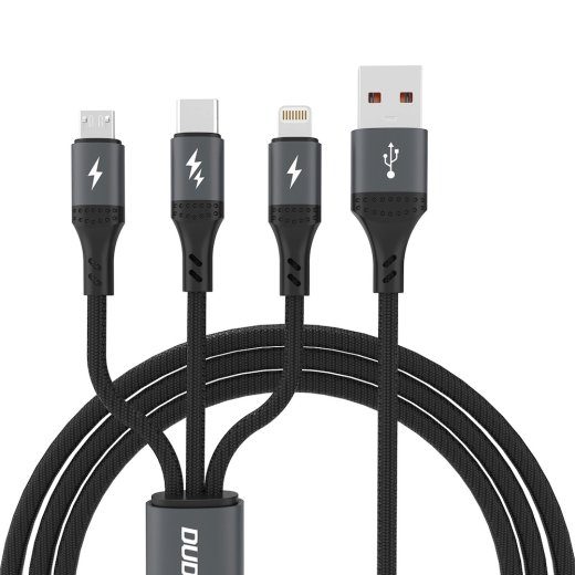 Dudao L3E 3-ühes USB-A kuni MicroUSB/USB-C/Lightning 66W 1.2m kaabel
