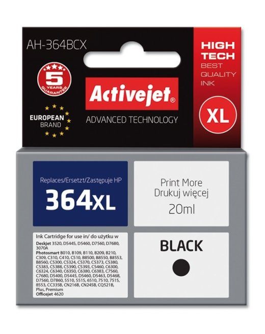 Activejet AH-364BCX tint (asendus HP 364XL CN684EE jaoks; Premium; 20 ml; must)