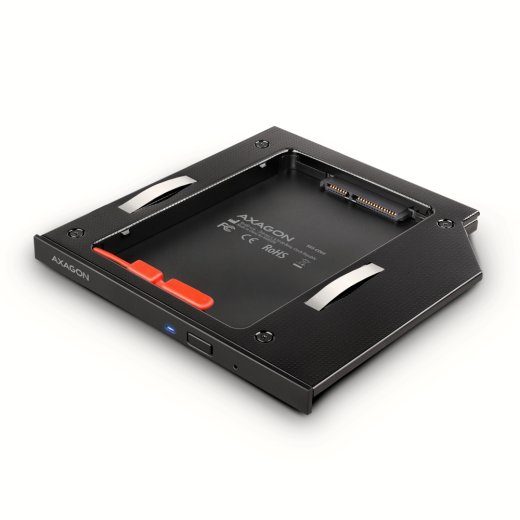 AXAGON Optiliste ketaste draivi karp 2.5" SSD/HDD jaoks. LED, 9.5 mm, Alumiinium RSS-CD09