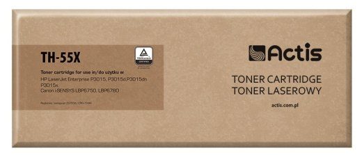 Actis TH-55X Toner (vahemik HP 55X CE255X, Canon CRG-724H; Standard; 12500 lehekülge; must)