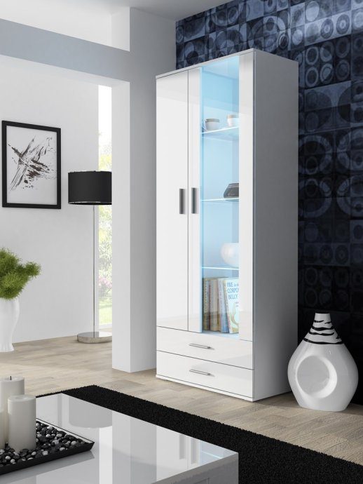 Cama ekspositsioonikappi SOHO S6 2D2S valge/valge läik