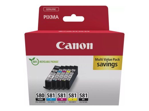 Canon PGI 580/CLI-581 PGBK/C/M/Y/BK Multi Pack Black Yellow Cyan Magenta Pigmented Ink Tank
