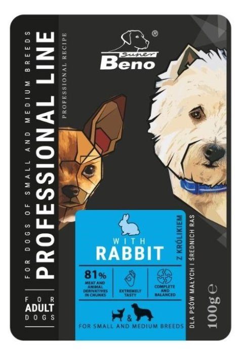 SUPER BENO Adult Small and medium Rabbit - Niisked koera toidud - 100 g