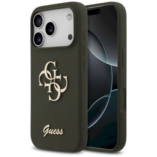 Guess Silicone Big 4G Script ümbris iPhone 17 Pro jaoks / kaštan