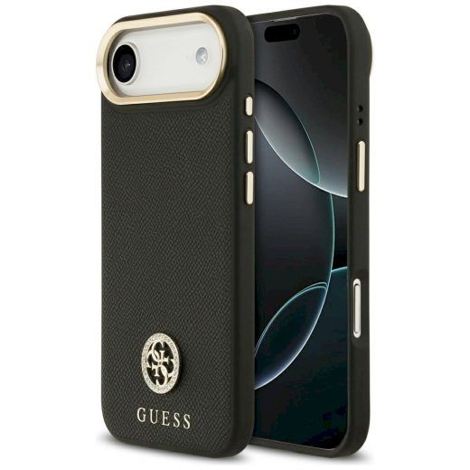 Ümbris Guess Grained Strass Logo MagSafe iPhone Air jaoks / must