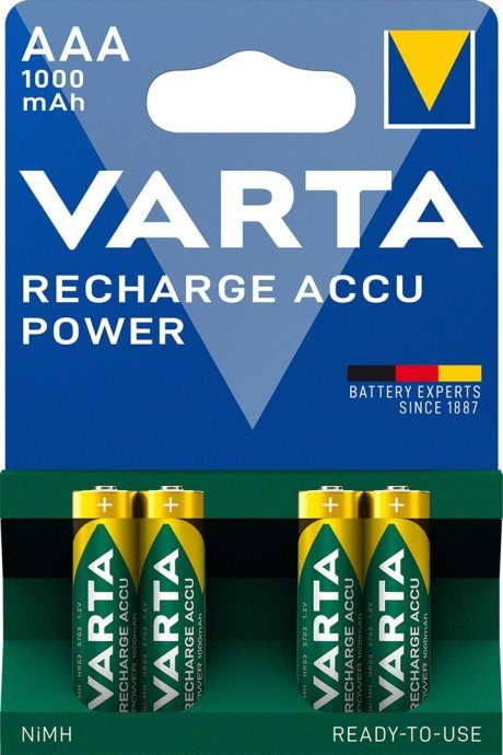 VARTA HR03 AAA Laetav Aku Power 1000 mAh 05703 Laetavad akud 4 tk (s) Roheline, Kollane