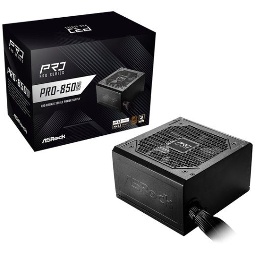 Asrock PRO-850B toiteallikas 850Watt 80+ Bronze, must