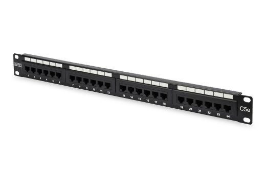 Digitus Patch Panel DN-91524U 48,2 x 4,4 x 10,9 cm Kategooria: CAT 5e; Pordid: 24 x RJ45; Hoidujõud: 7,7 kg; Sisestusjõud: maks. 30N must