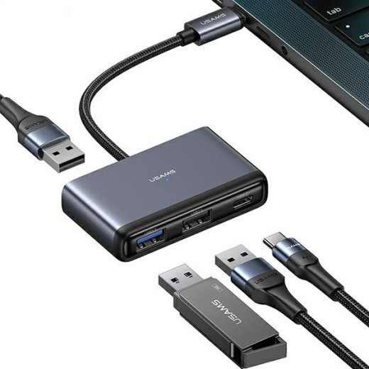 Usams 4in1 adapter 2xUSB 2.0 / USB 3.0 / USB-C hub