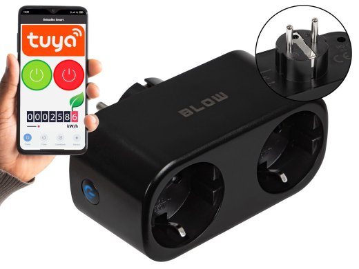 Black WiFi-controlled Double Smart Socket
