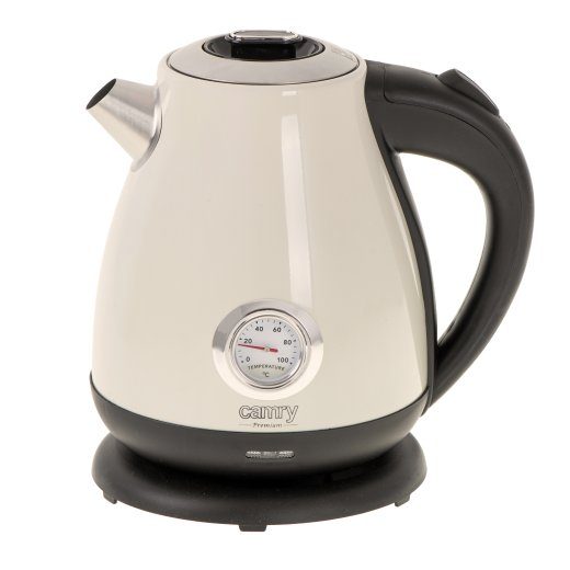 Camry Kettle koos termomeetriga CR 1344 Elektriline 2200 W 1.7 L Roostevaba teras 360° pööratav alus Kreemjas