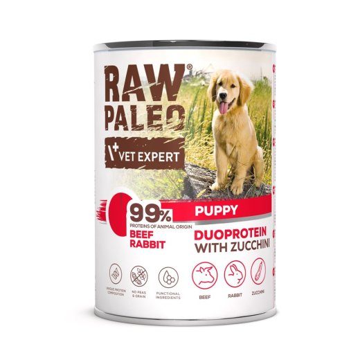 VETEXPERT Raw Paleo Duoprotein Beef & Rabbit Puppy – siis koeratoit kutsikatele - 400g