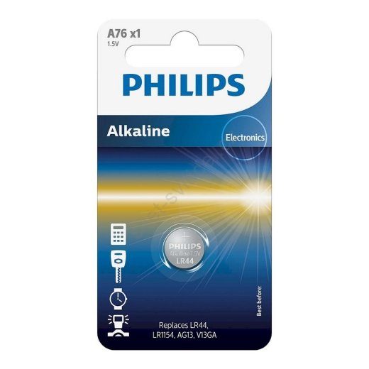 Philips A76/01B Alkaline Battery LR44 / LR1154