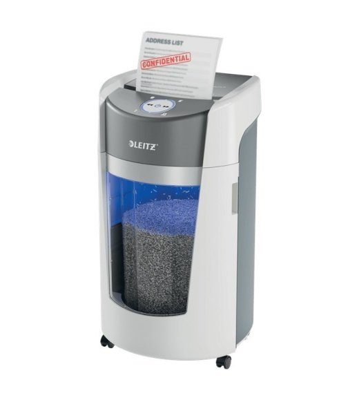 LEITZ Shredder IQ OptiMax Office 550, 35 L, P-5, 2x15 lõikeid, Automaatstart/Stopp, Tagasifunktsioon, Pöördkonteiner - 33% suurem mahutavus