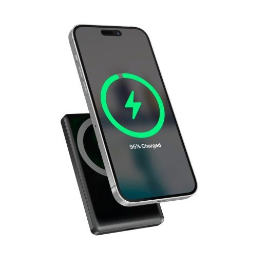 Gembird magnetic wireless power bank with LCD, 15W, 10000 mAh, black