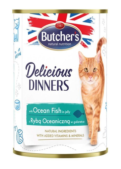 BUTCHER'S Delicious dinners Ookeani kala tükid želee sees - märgkassitoit - 400 g
