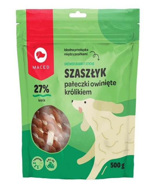 MACED Jänes mähitud toore nahast pulgad - koera närimisvahend - 500 g