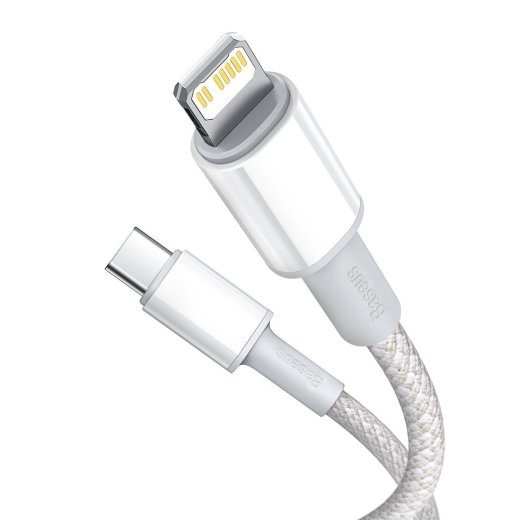 Baseus High Density Braided Series kiirlaadimise andmekaabel USB-C - Lightning 20W 1m / valge