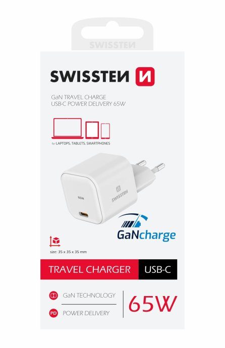 Swissten GaN reisilaadija USB-C 65W