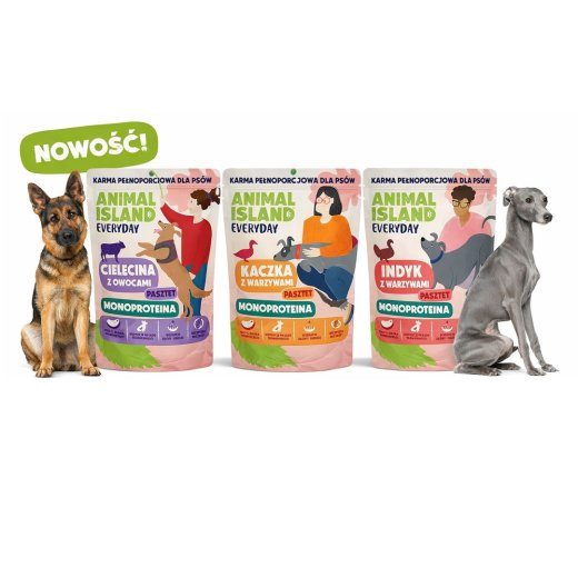 ANIMAL ISLAND Everyday Monoprotein Veiseliha, Pardi, Kalkun - märg koeratoit - 9x300g