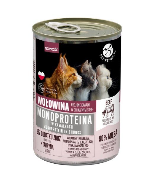 PET REPUBLIC Monoprotein Veis kastmes - märg kassitoit - 400g