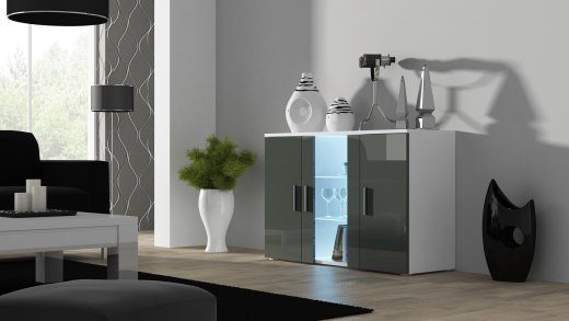 Cama kõrvallaua 120 cm SOHO S7 valge/hall läik
