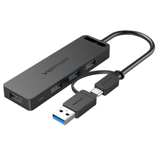 Vention 4-uotė USB 3.0 centras su USB-C ir USB 3.0 2-in-1 interfejsu ir maitinimu