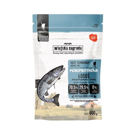 WIEJSKA ZAGRODA Monoprotein lõhe - kuivkassitoit - 800 g