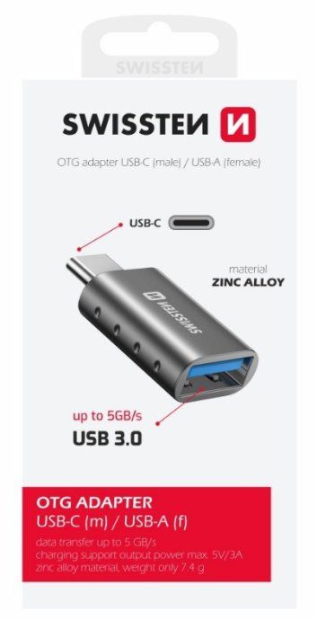 Swissten OTG adapter USB-C kuni USB 3.0 ühendus