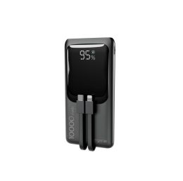 Gembird PB10-PD20-LCD-01 Fast charging power bank with integrated cables, 20W, 10000 mAh, black