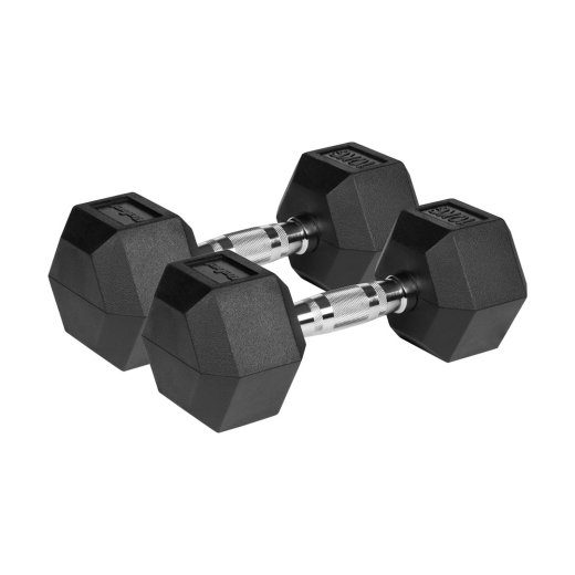 REBEL ACTIVE Cast iron rubber-coated dumbbells 2x10 kg