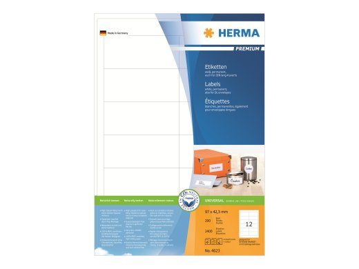 HERMA premium laminaadiga sildid 97 x 42,3 mm, 2400 sildit