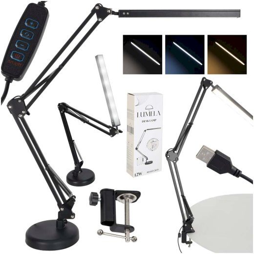 RoGer USB Reguleeritav LED Lauatool Lamp Must