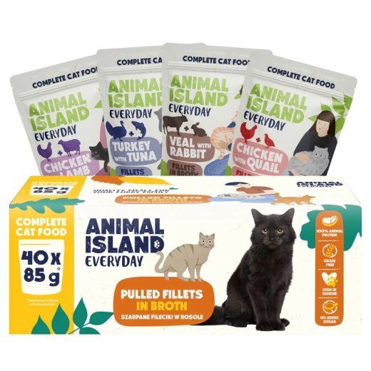 Animal Island Everyday Fillets in Broth - Wet Cat Food - 40x85g