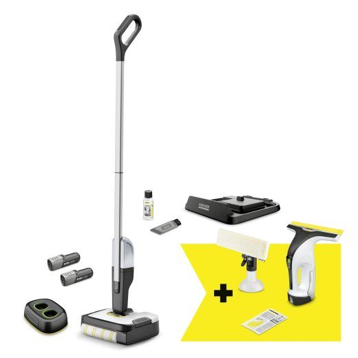 Tolmuimeja KARCHER FC 2-4 + WV 4-4 Komplekt Kuiv&märg Elektriline mop Must/Hõbedane Kotita Aku 2.2 kg 9.791-983.0