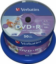 Verbatim Blank DVD+R AZO  4.7GB 16x Lai trükitav mitte ID, 50 tk Spindle