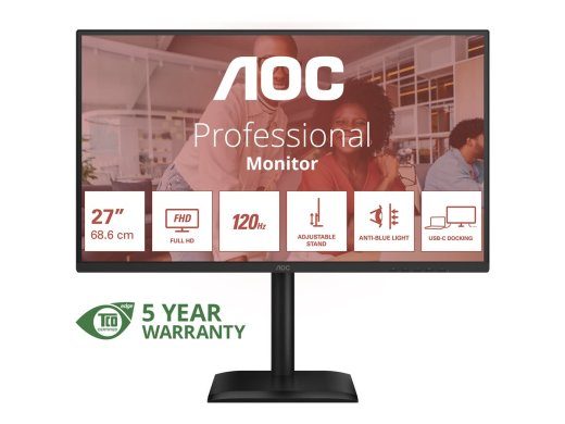 AOC 27E4CV 27 colių Full HD 1920 x 1080 IPS monitorius su HDMI, DisplayPort, USB-C, 120Hz