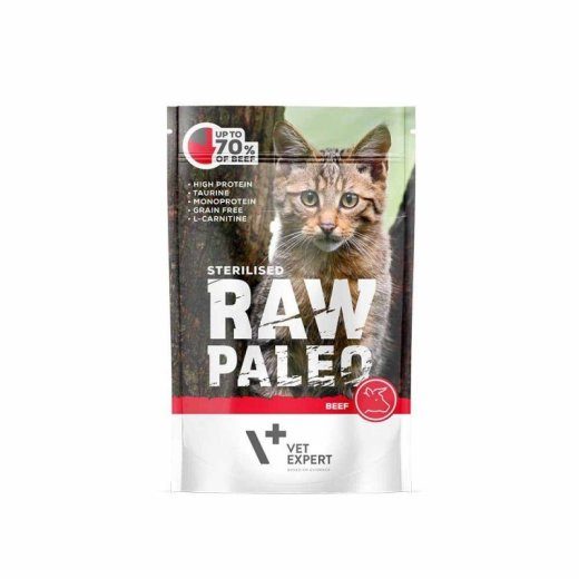 VETEXPERT Raw Paleo Adult Cat Sterilised Beef - märgkassitoit - 100 g