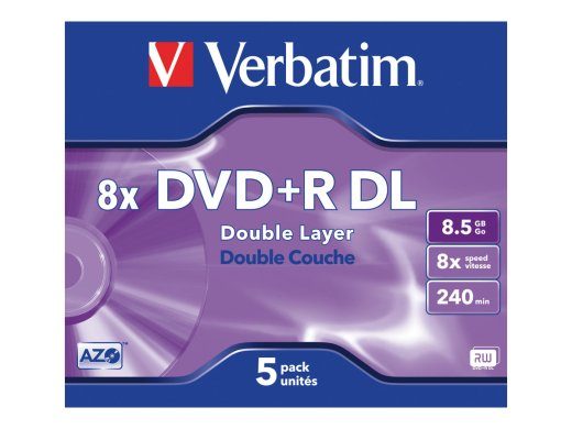 Verbatim 5x 8.5GB DVD+R DL Discs